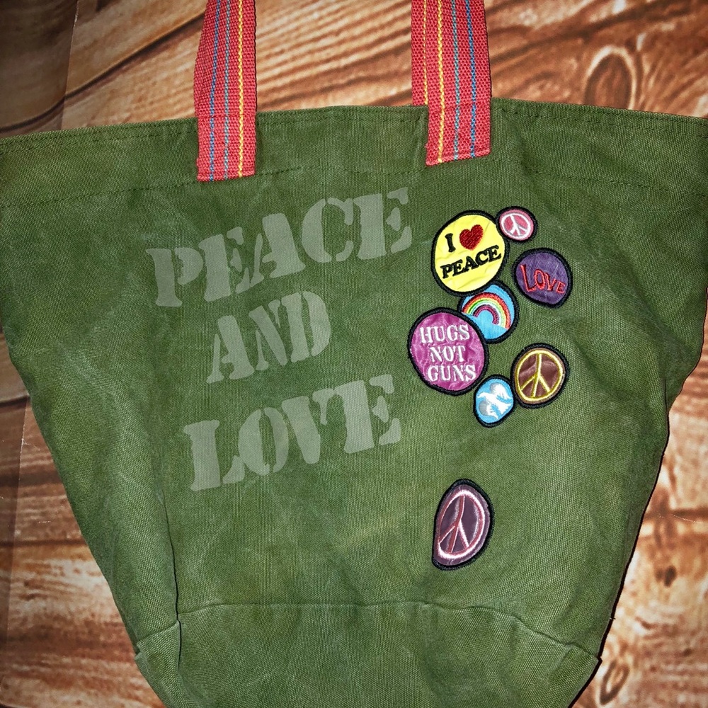 Concept One Accessories Green Peace and Love Tote